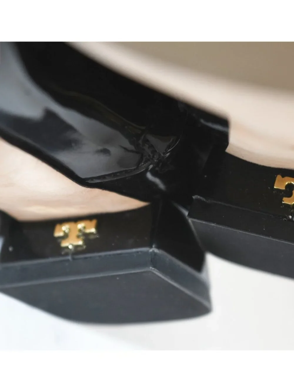 $650 TORY BURCH Over the Knee Boot ZIP PATENT BLACK GOLD LOGO 6 US  (MW1)
